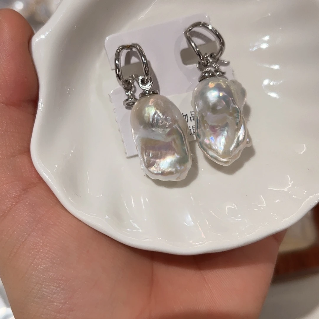 银S925镶嵌淡水珍珠耳饰