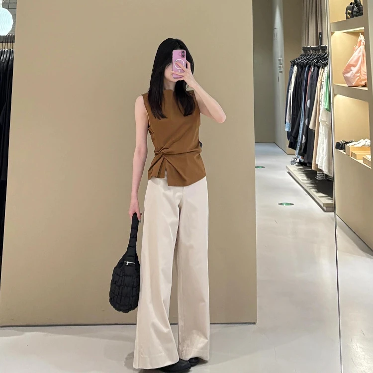 气质扭结设计感无袖背心女2025夏季新款法式高级感收腰显瘦上衣