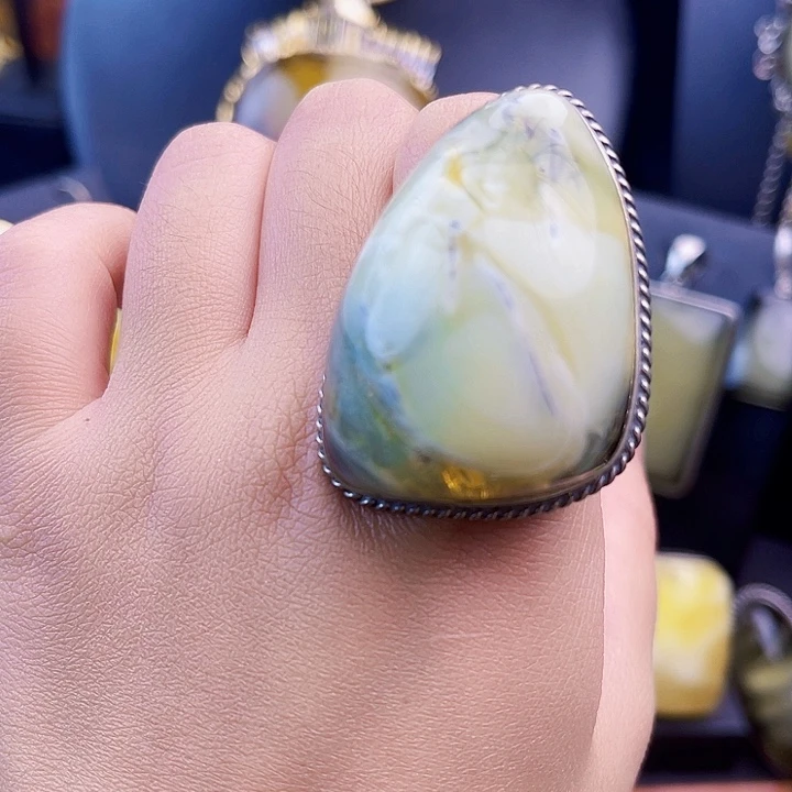 琥珀银S925镶嵌裸石