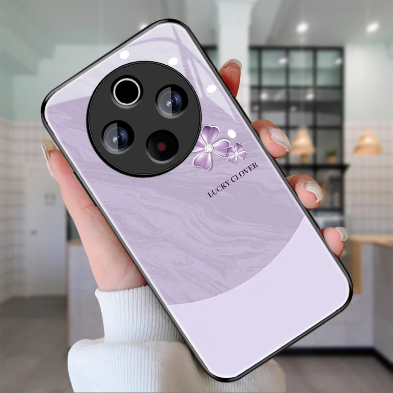 适用vivoy500手机壳女Y500钢化玻璃viv0四叶草新款全包潮男硬外壳