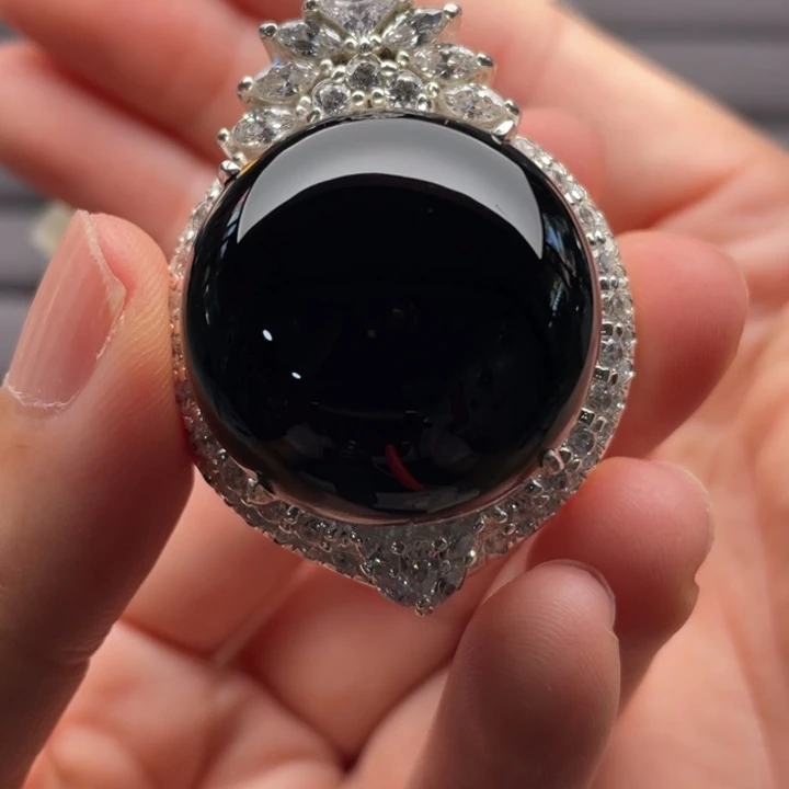 未镶嵌定制翡翠墨翠高品质大蛋面