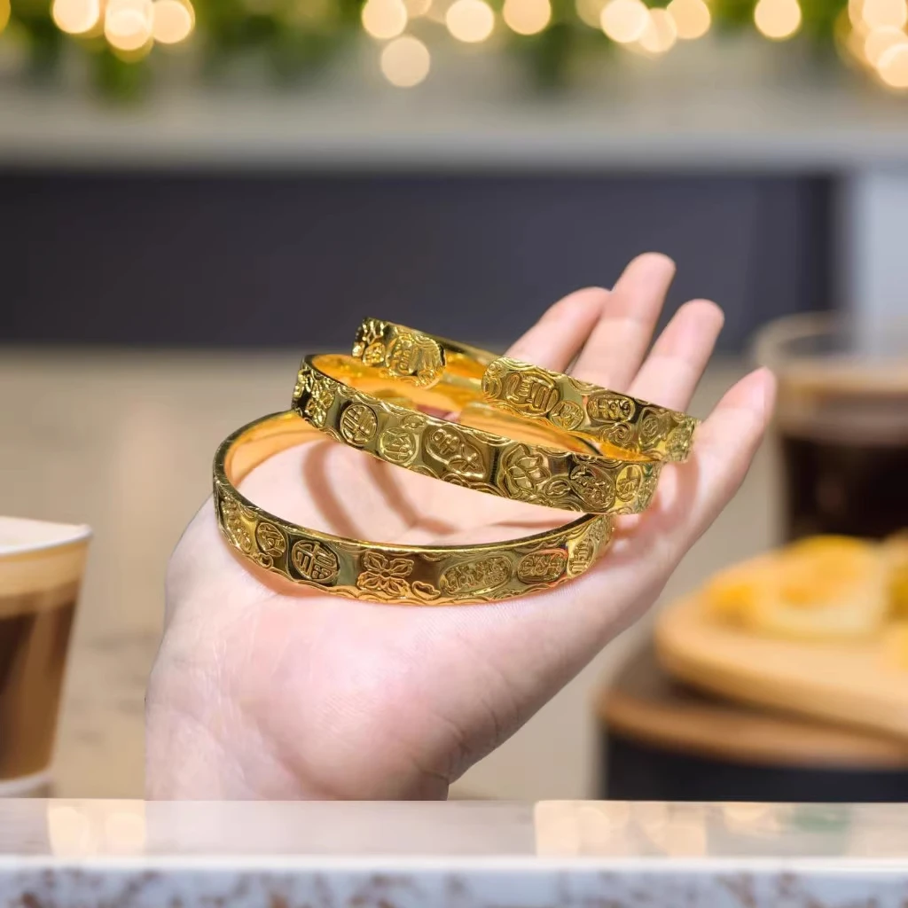 足银手镯 吉言开口手镯时尚精致首饰 约1.55g+25.02g