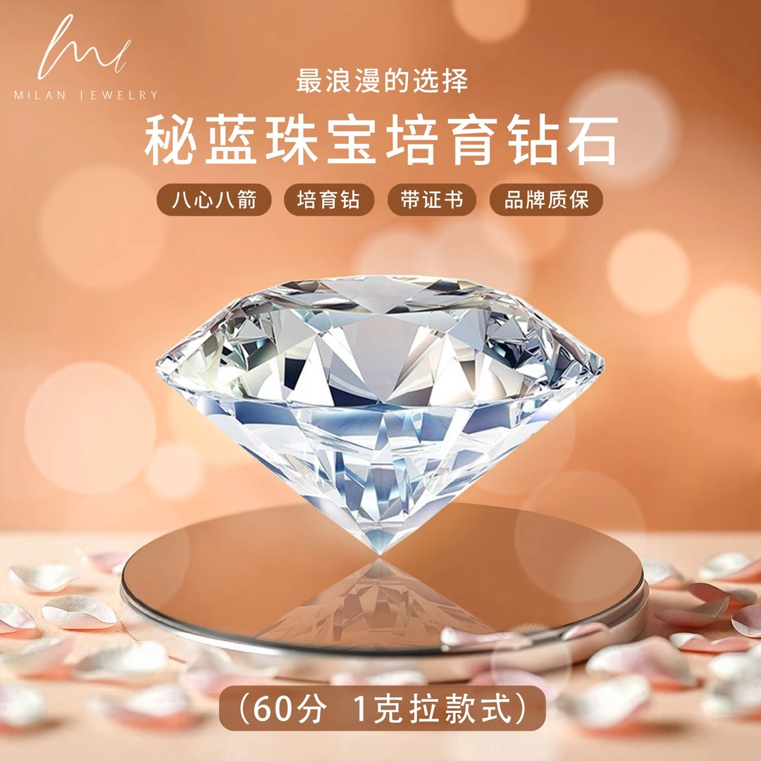 秘蓝 实验室培育钻石/60分1克拉钻戒款式结婚求婚戒送老婆设计感
