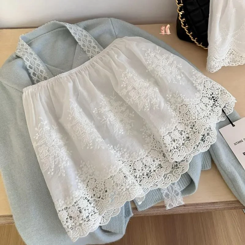 防走光卫衣叠穿长款半身裙女秋冬蕾丝花边打底短裙毛衣裤子小屁帘