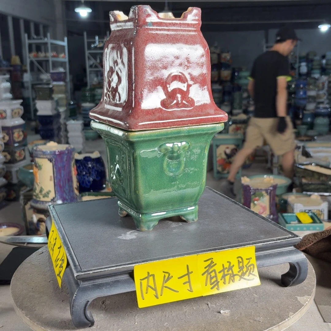 一风堂石湾花盆 微瑕2只 15*15