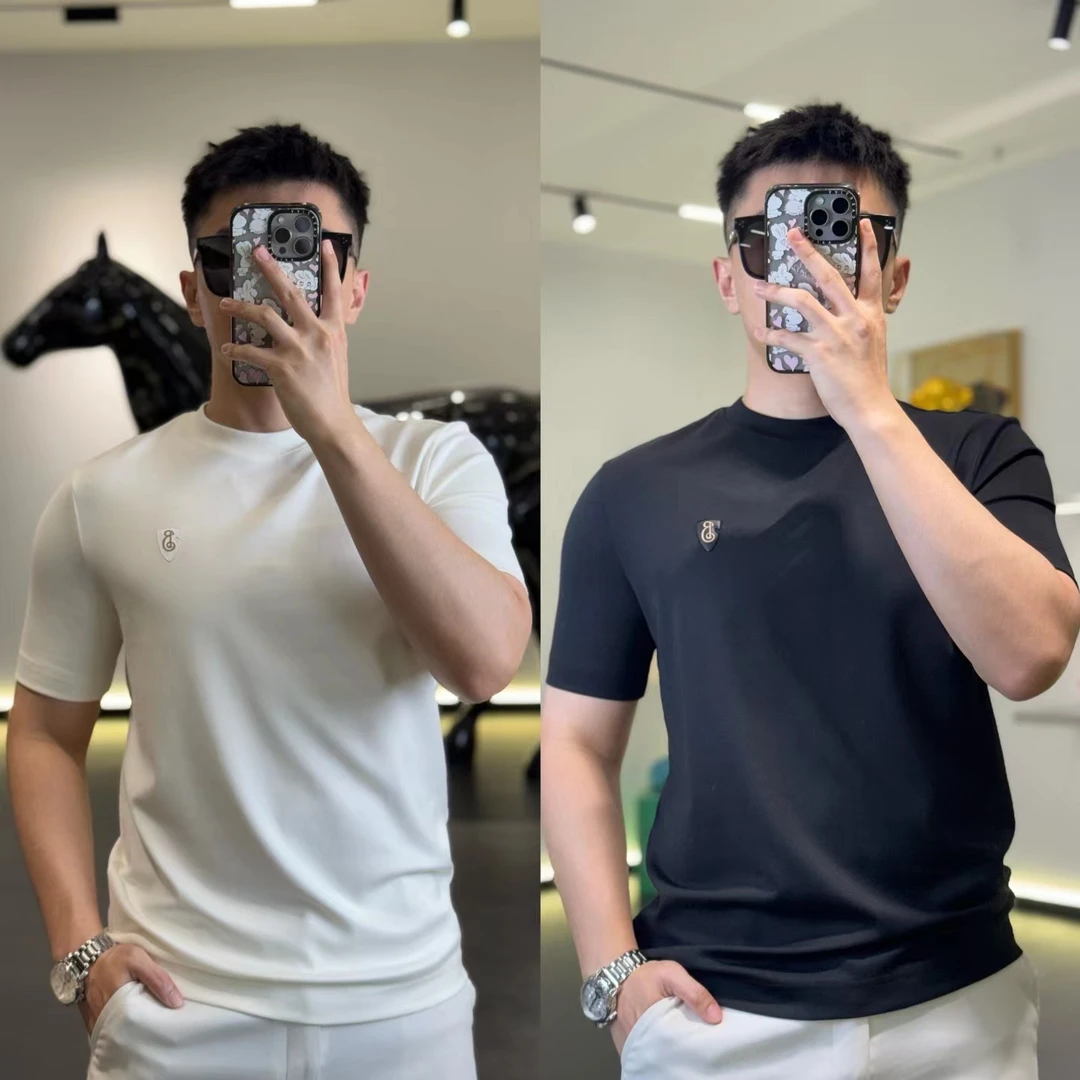 古帝特尼>新款双面海岛棉立体3D小标高级简约男士圆领短袖Z-8119