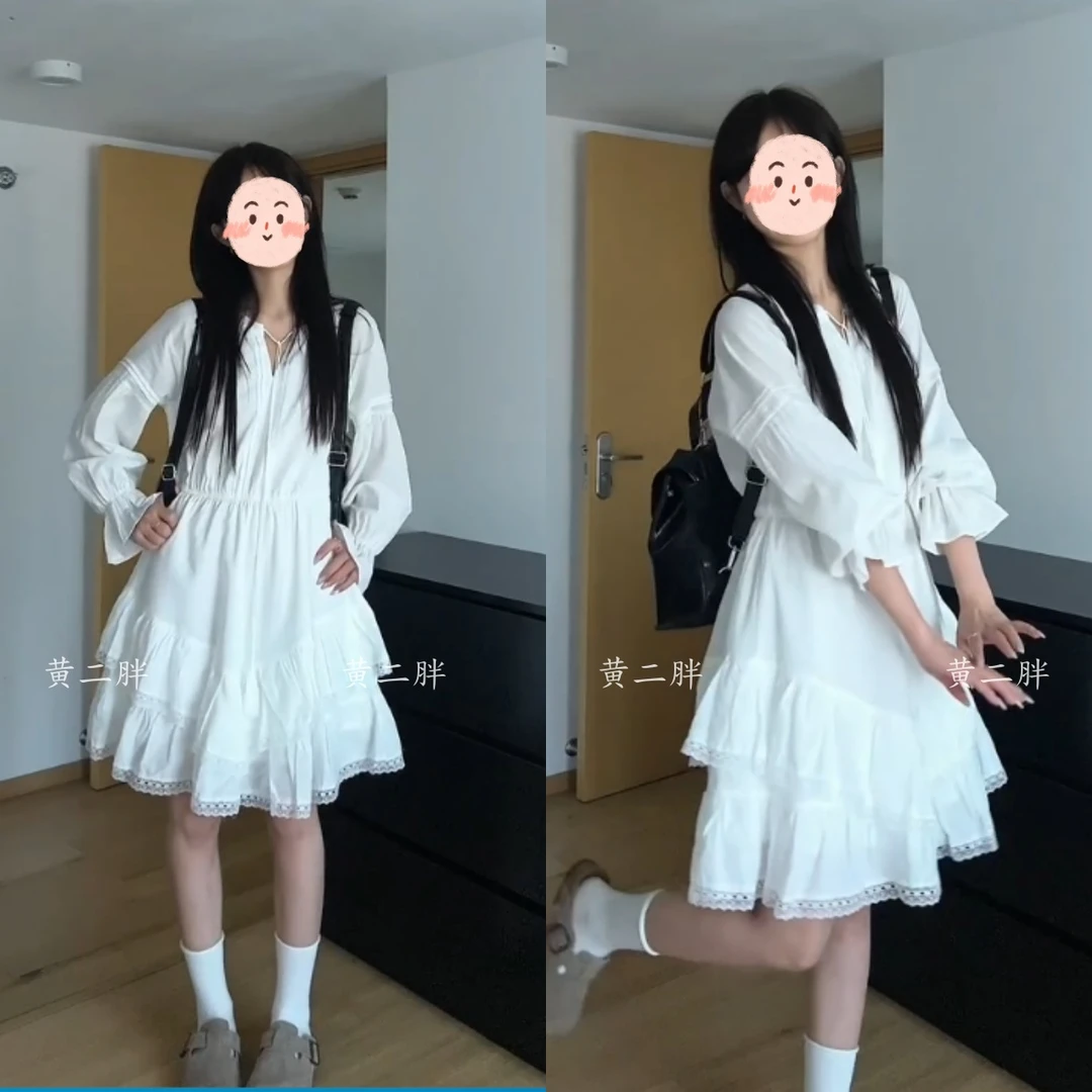 2025夏季新款白色气质短款初恋显瘦小个子泡泡袖衣裙