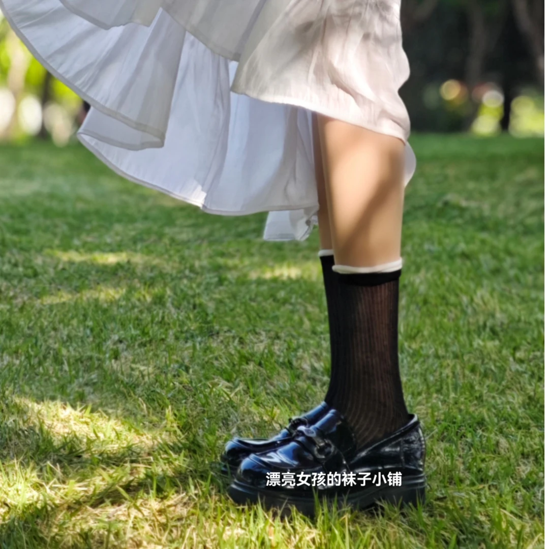 春季中筒袜女常规款休闲风短袜春夏木耳边棉质女袜