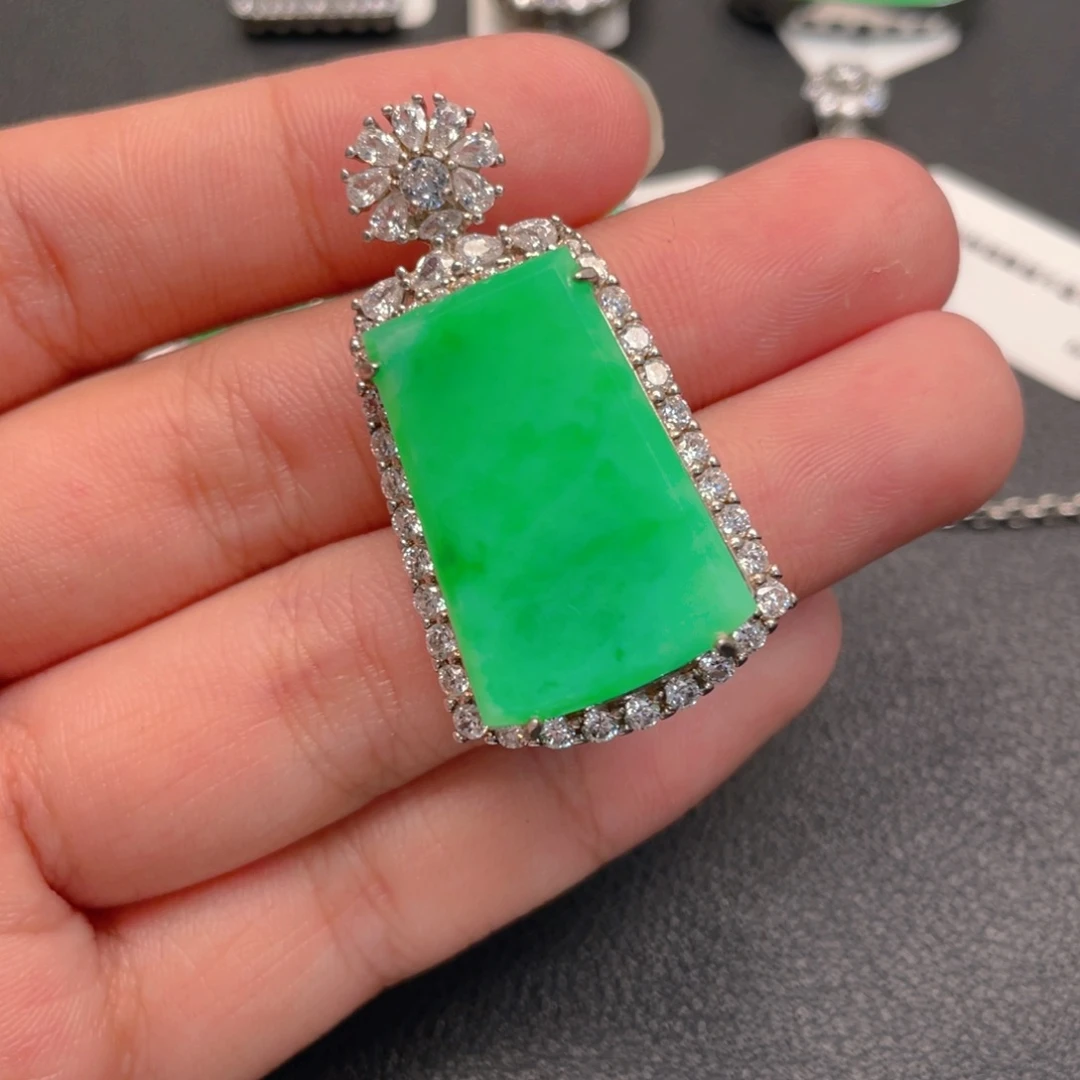 翡翠银S925镶嵌吊坠(不含链)