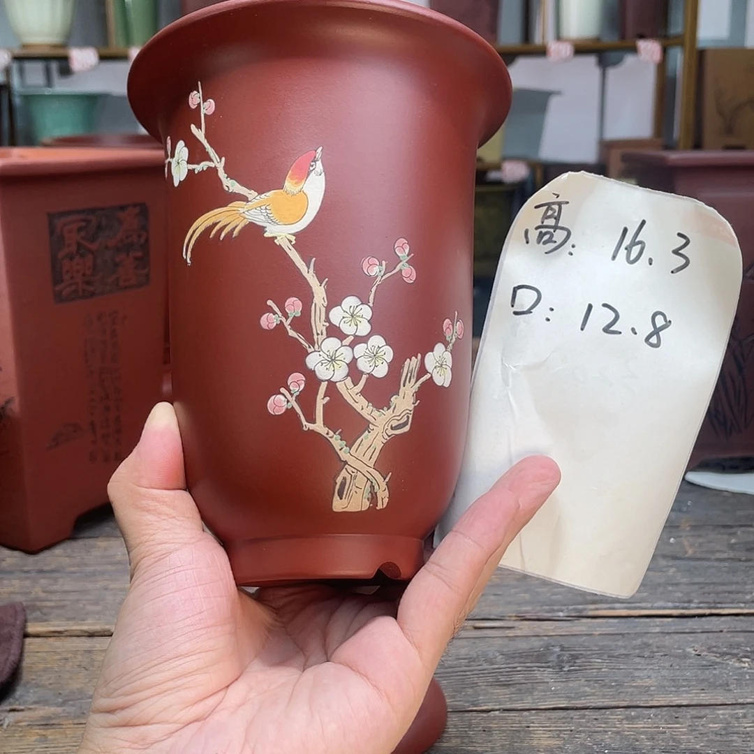 紫砂花盆花盆花盆全手大红袍