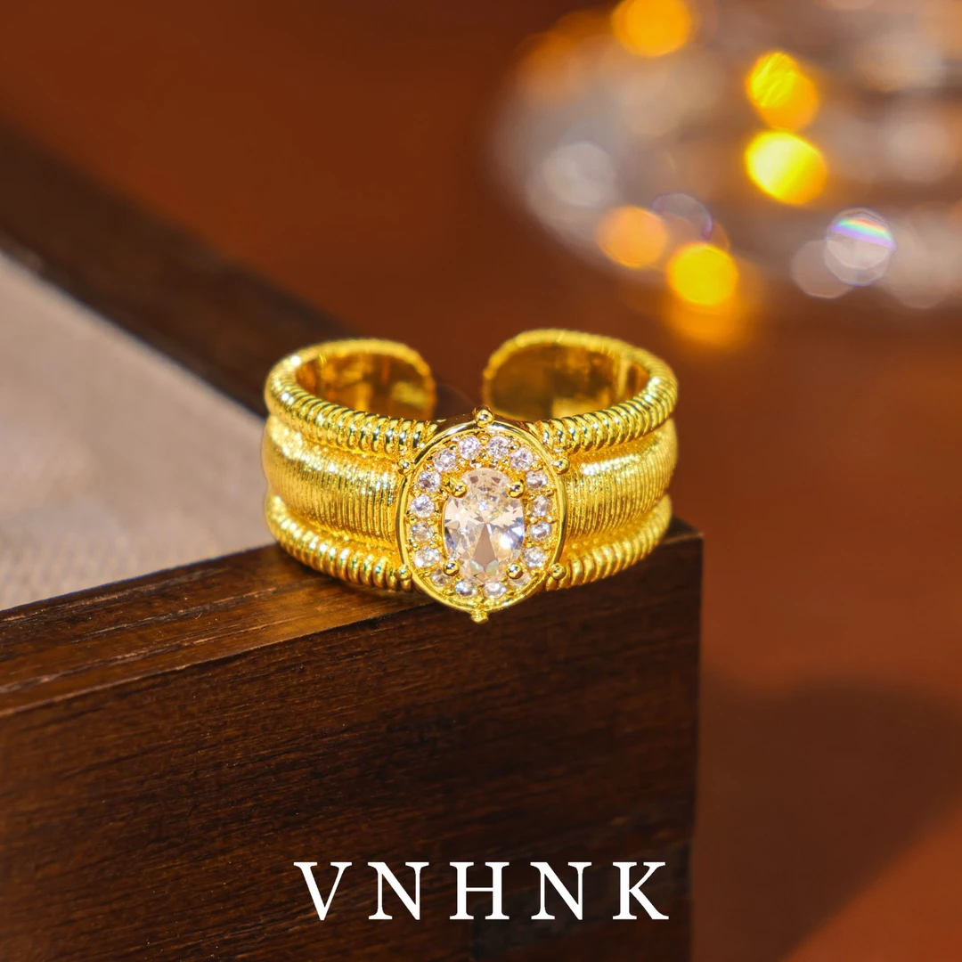 铜合金合成锆石戒指 美可儿  H701  金色时尚气质百搭戒指