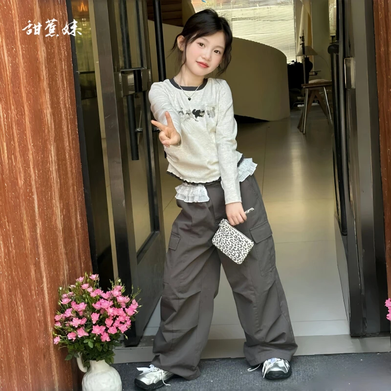 波拉BOLA套装秋装2025新款儿童超好看时髦炸街灰色打底衫秋季上衣