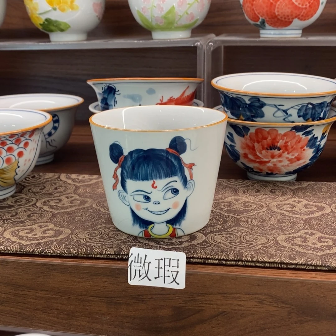 釉下彩老陶泥手工绘制