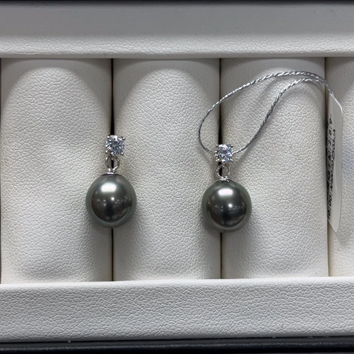 海水珍珠银S925镶嵌耳饰大溪地 9-10mm 94