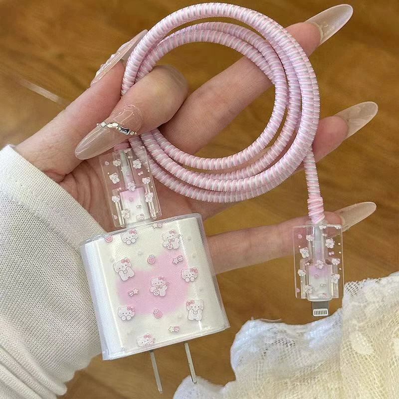 可爱猫咪数据线保护套20w苹果16pro快充iPhone14 13软壳充电器15
