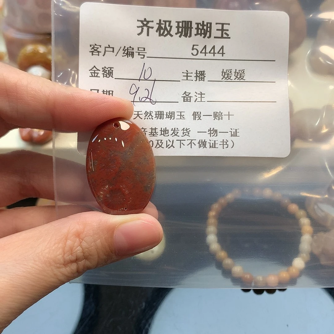颈饰未镶嵌硅化珊瑚（珊瑚玉）一*梅