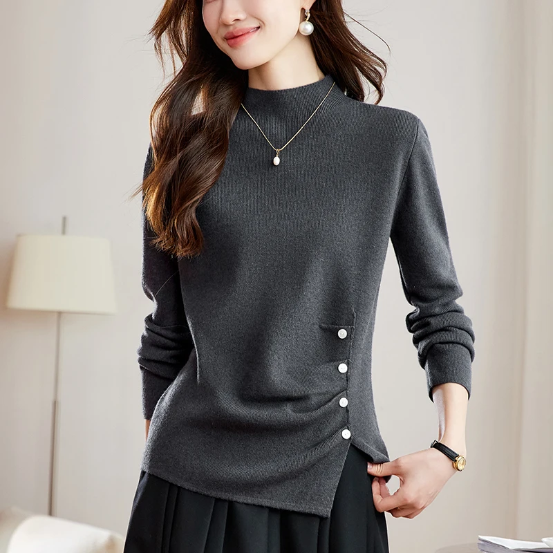 毛衣女设计感小众高级感轻奢打底衫秋冬内搭可外穿针织上衣半高领