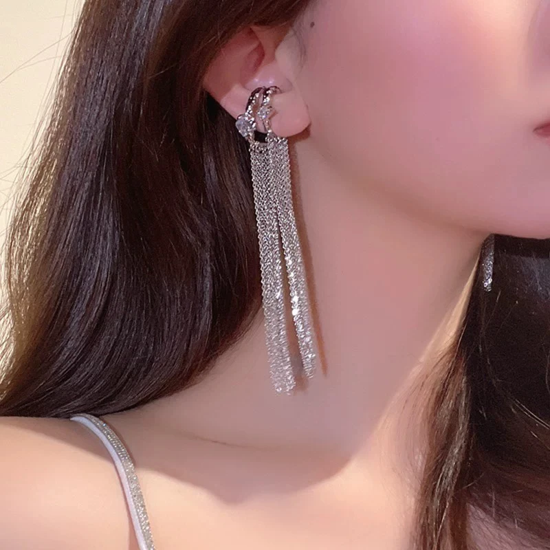铜合金耳饰 轻奢小众高级感耳夹流苏耳环无耳洞耳饰女耳挂精致
