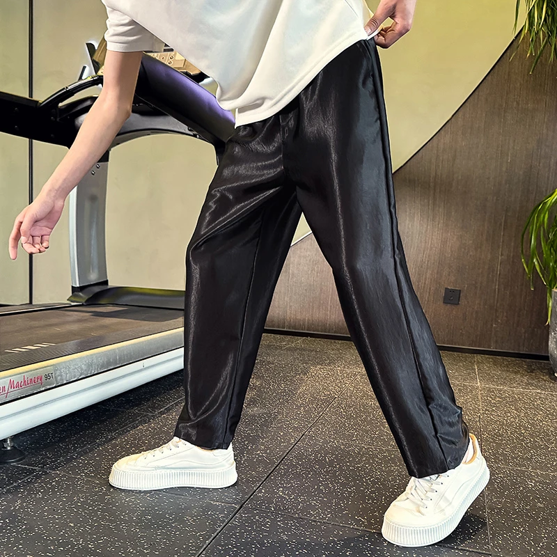 殿若夏季冰丝速干垂坠感男裤宽松九分裤子2025新款潮牌休闲裤薄款