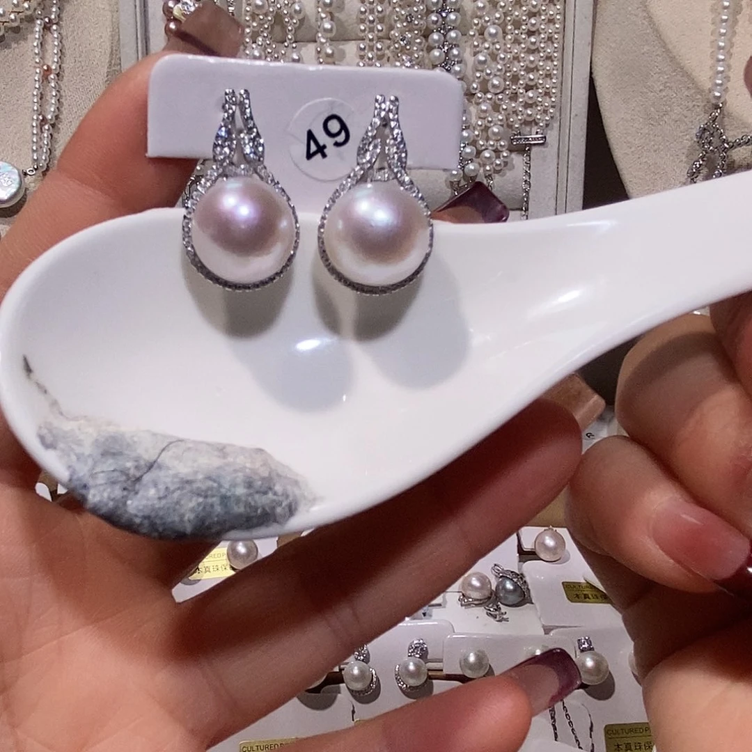 非金属925银纯银耳夹炫彩粉13点位