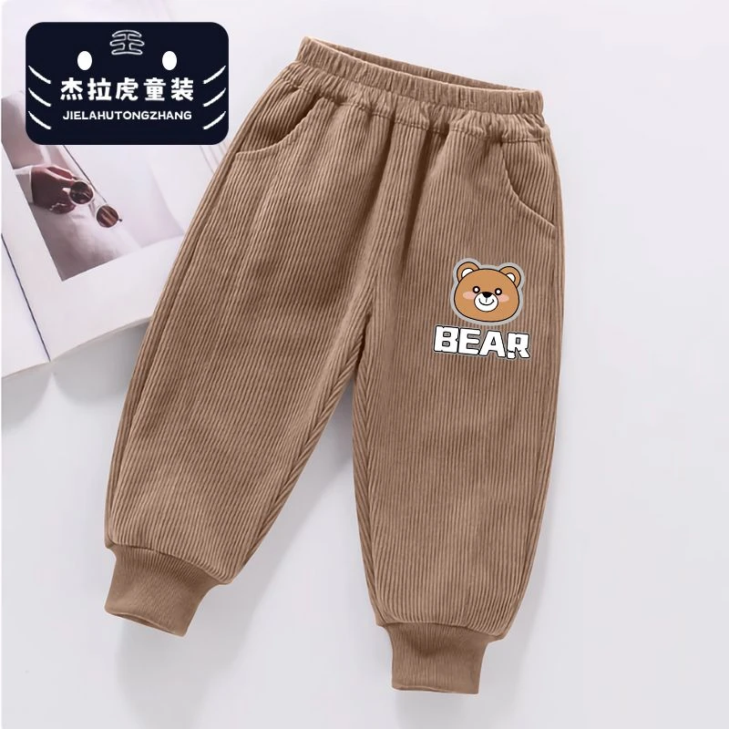 儿童裤子春秋新款薄款灯芯绒运动裤中大童百搭洋气男女儿童长裤潮