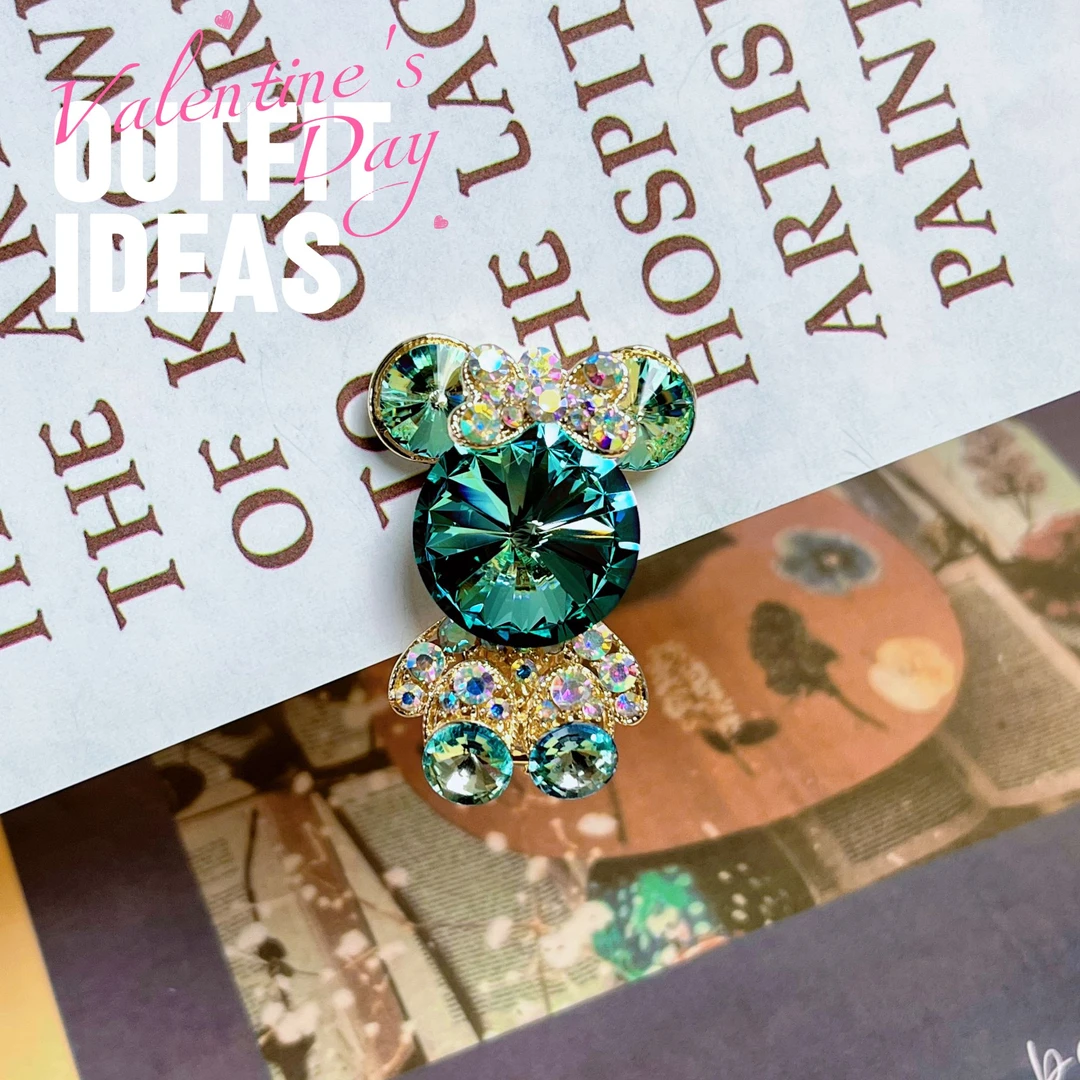 K9水晶发夹鸭嘴夹小熊刘海侧边发卡蓝色可爱轻奢时尚绿色彩色重工