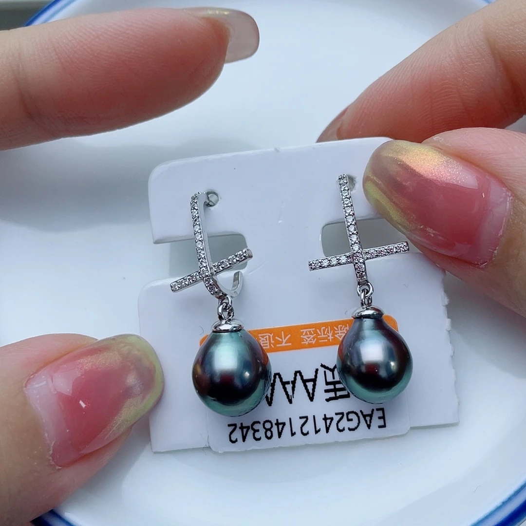 海水珍珠耳饰银S925镶嵌w44