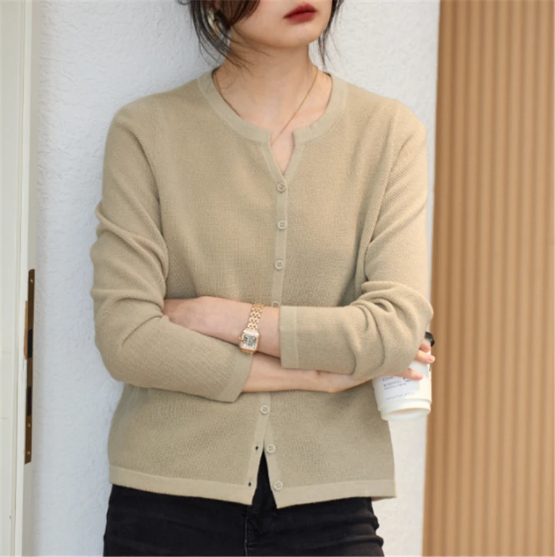 高级感羊毛针织衫厚款短羊毛衣外套绵羊毛聚酯纤维薄款外搭