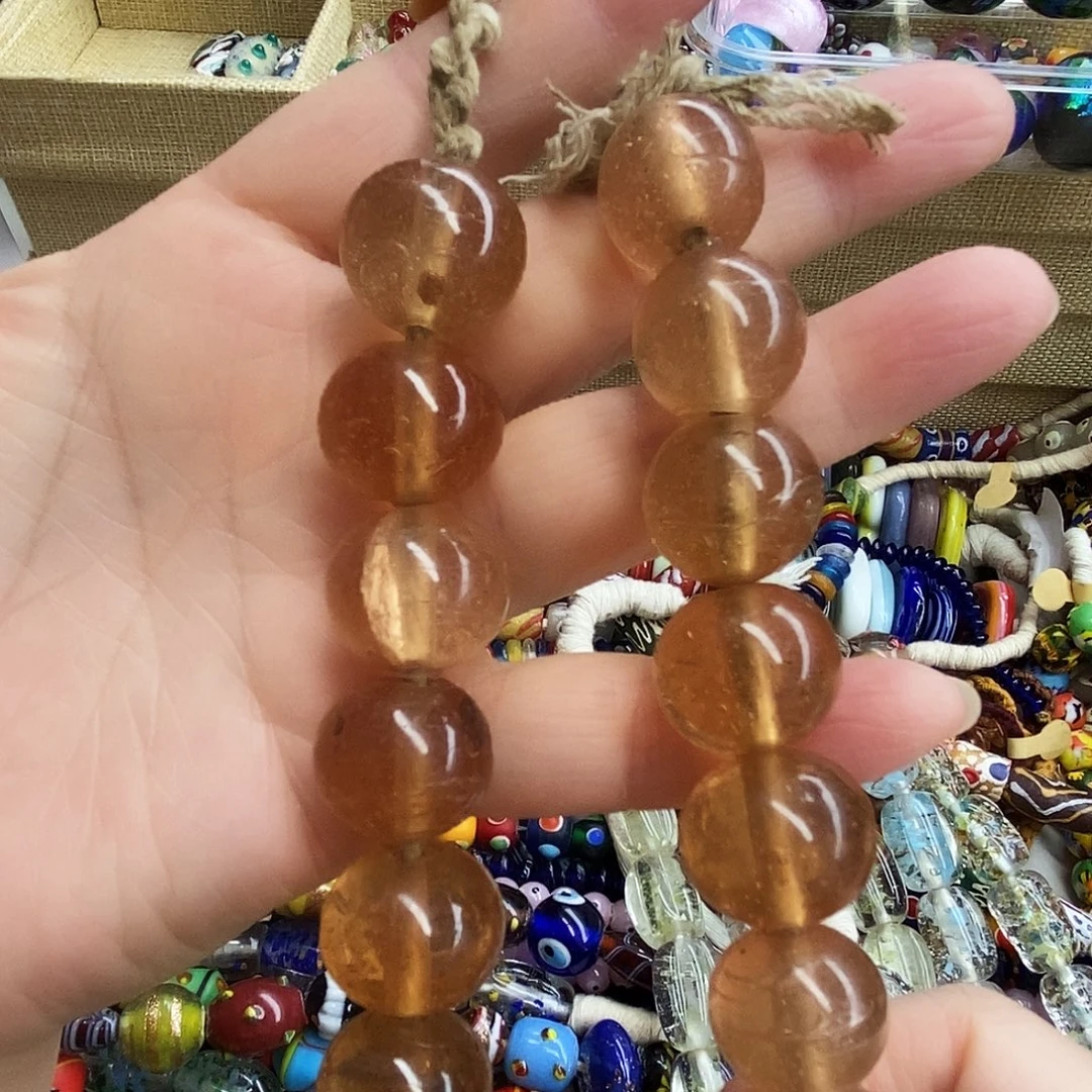 琉璃颈饰尼泊尔半条圆珠