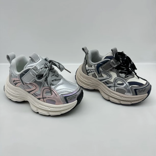 新款儿童皮面防水超轻软底防滑减震拼色百搭舒适运动老爹鞋5111