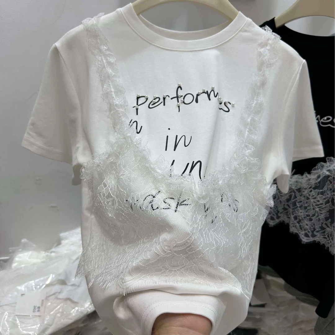 M-miao家短袖蕾丝假两件C038