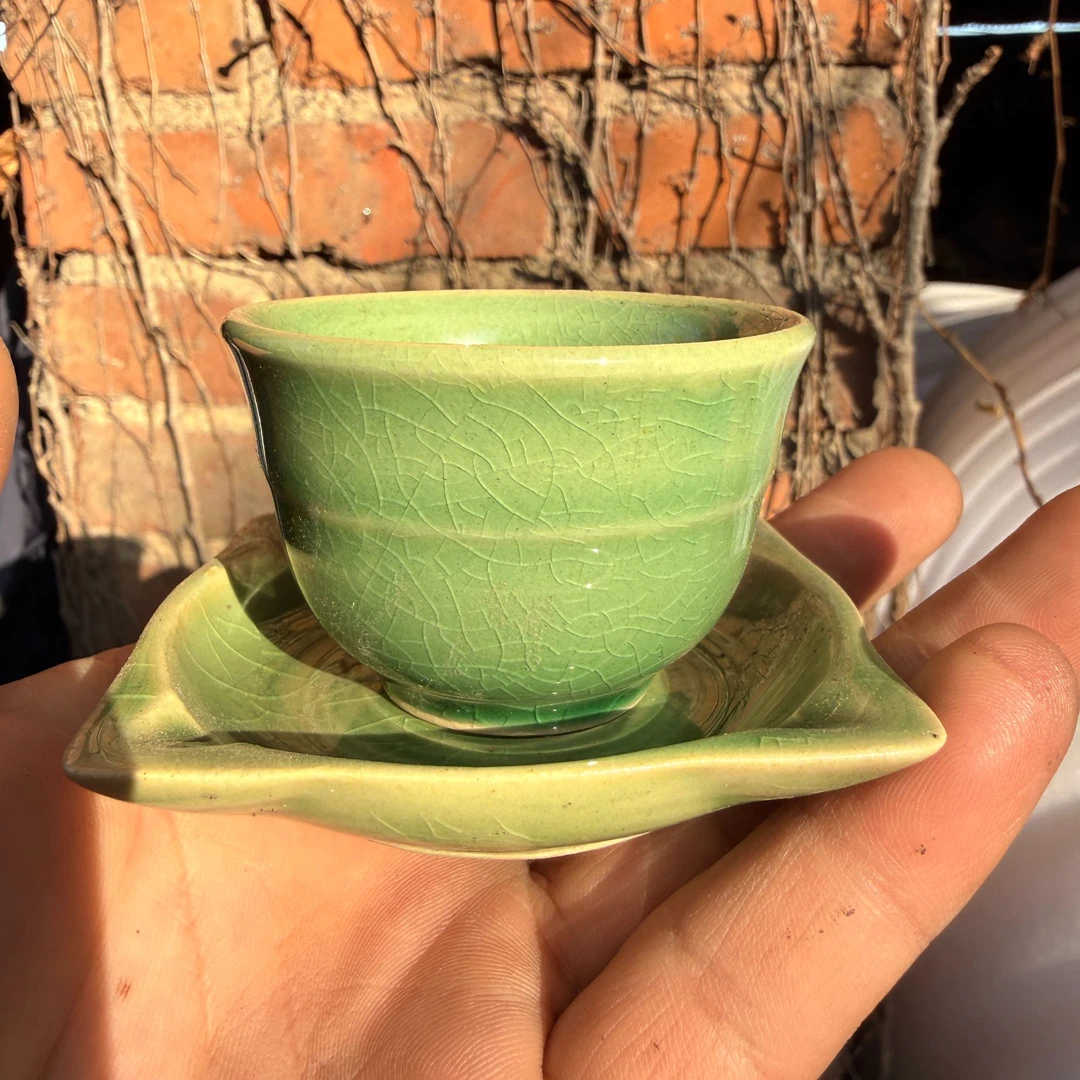 特价瑕疵茶杯，绿色茶杯2套