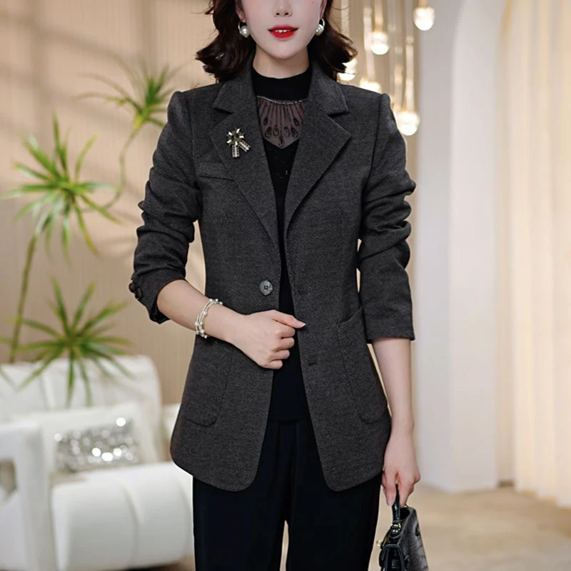 【莫瑞定制】中年妈妈西装外套女2025年秋装新款大码干练小西服上衣