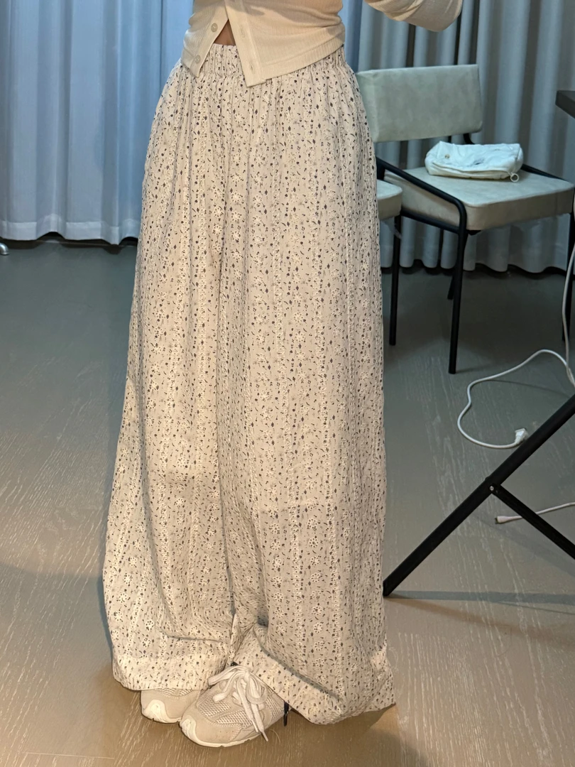 金饺子【古早长裤】春夏重工镂空刺绣碎花长裤