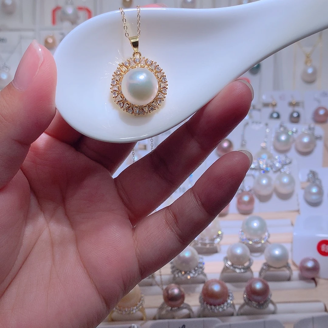 未镶嵌淡水珍珠吊坠(赠链)CC12.2mm