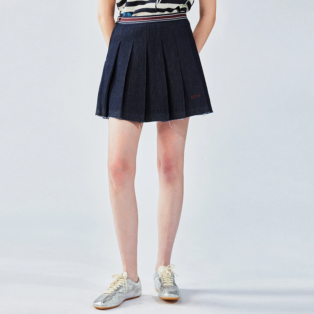 UOOYAA/乌丫2025夏季新款百褶牛仔短裙UY25254N137153