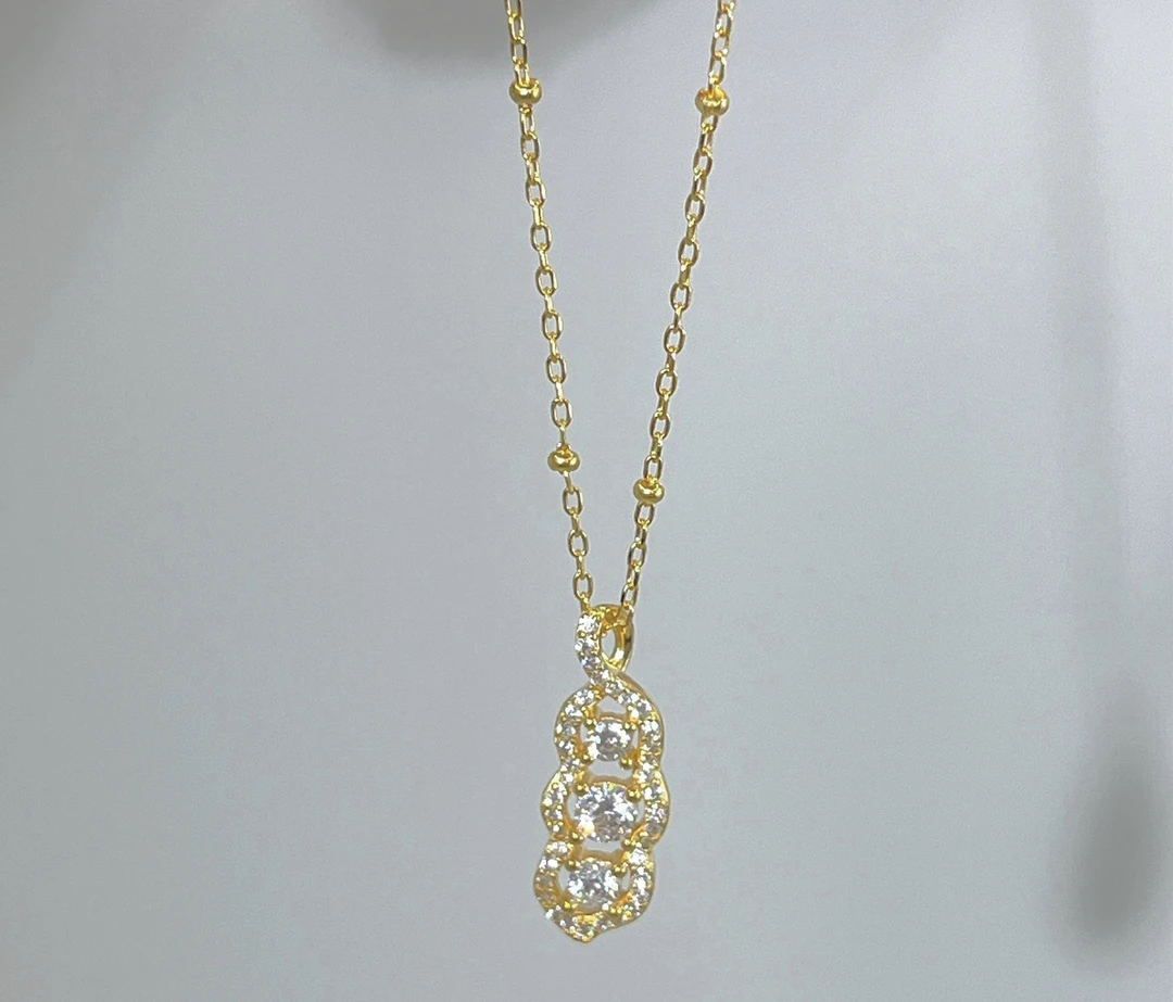 链子足银 镶嵌花生套链  百搭时尚