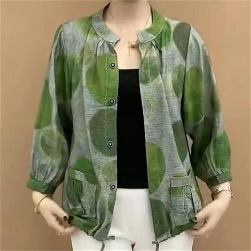 妈妈装气质高档时尚韩版大码衬衣高级夏季七分袖女款2025开衫防晒