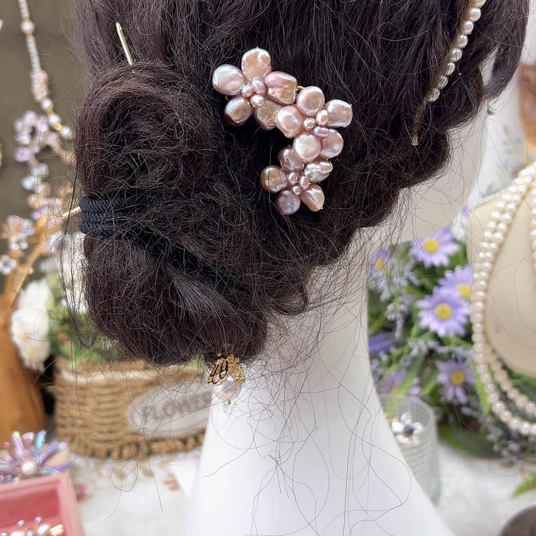 银S925镶嵌淡水珍珠发饰小****