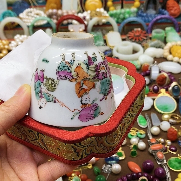 O*生青花彩绘小主人杯