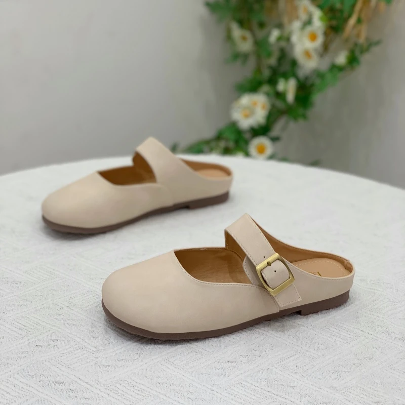 简约舒适平底包头半拖鞋女夏外穿2025新款时尚百搭懒人超火玛丽珍