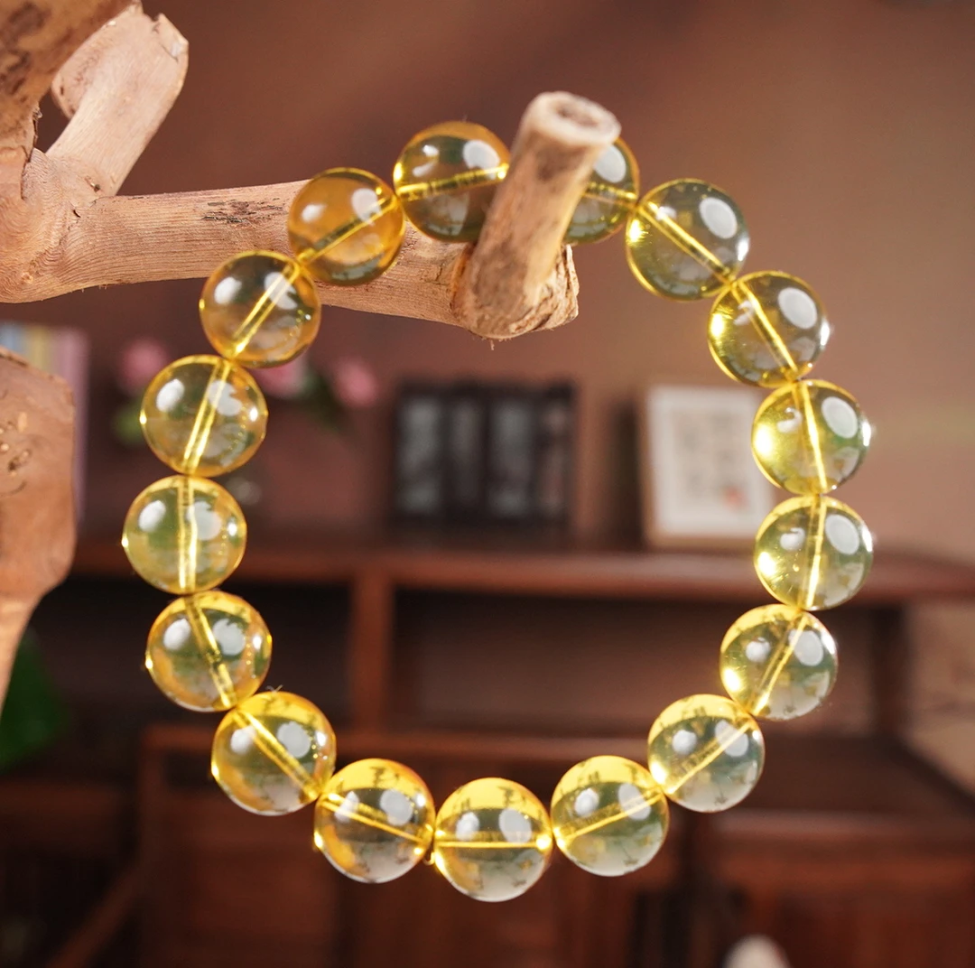 夏歌珠宝-11+墨西哥蓝珀3A净水圆珠手串轻奢时尚百搭简约单圈素款