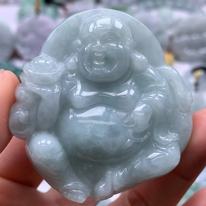翡翠未镶嵌颈饰逍遥佛福利卡厚12+