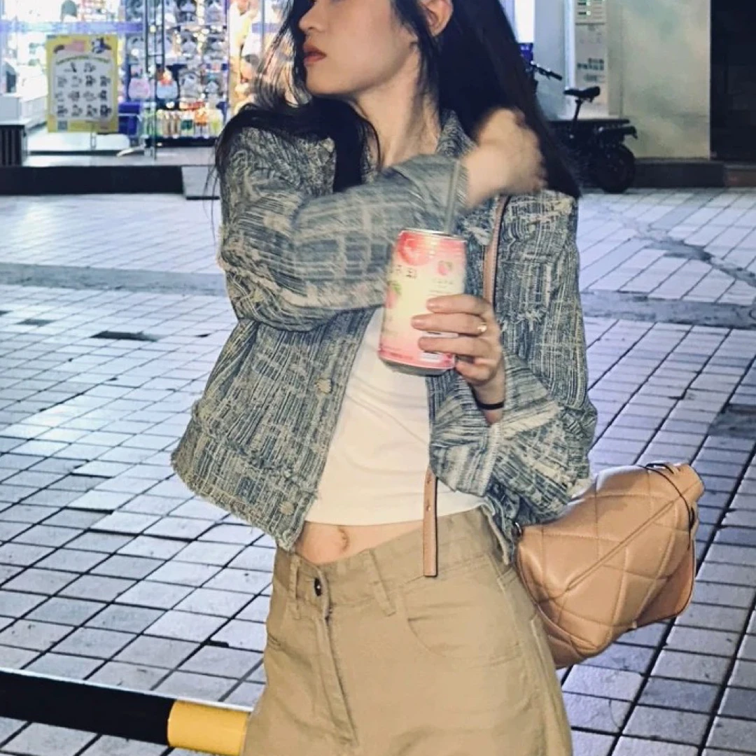 6172#小香风气质牛仔外套女春秋短款夹克上衣