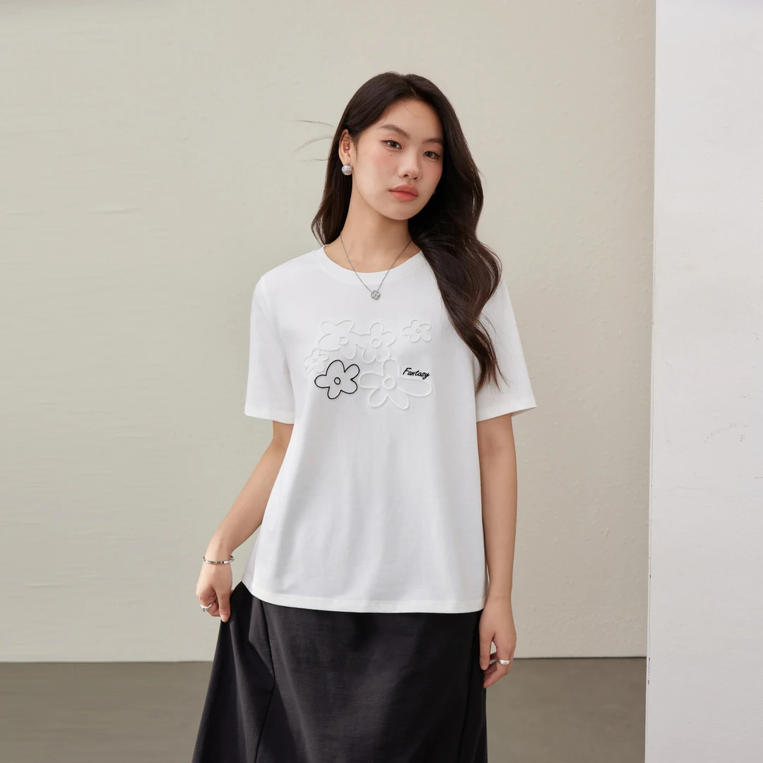 【时尚减龄】纤莉秀E大码女胖mm宽松休闲时尚T恤QK2559
