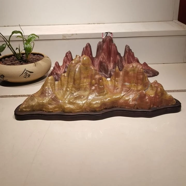 爱***罗砖雕灵璧石摆件山峰