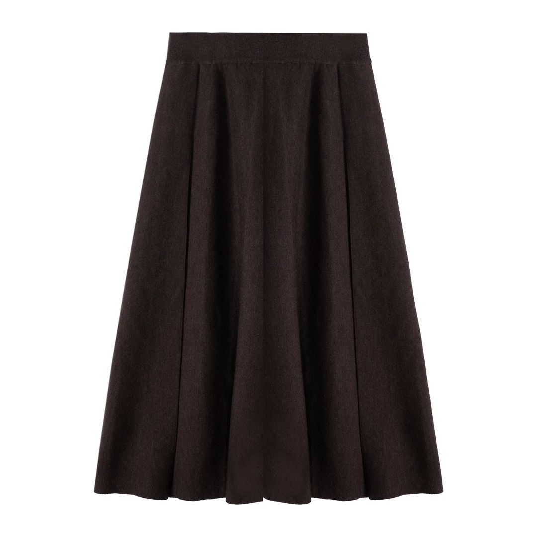 【双姐】百褶裙A字针织适中垂坠显瘦半身裙法式百搭常规秋冬JH1041