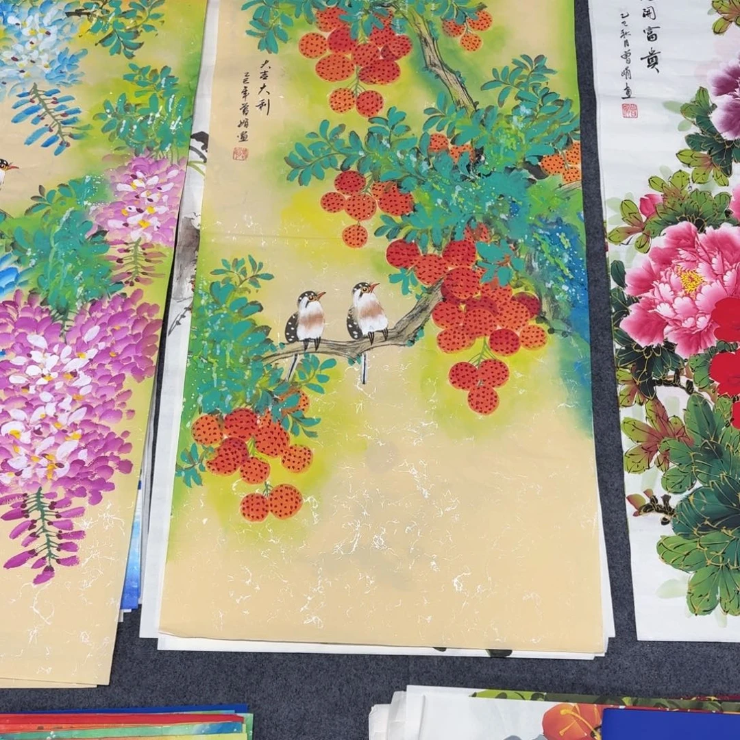 国画100×50精品手绘画画画