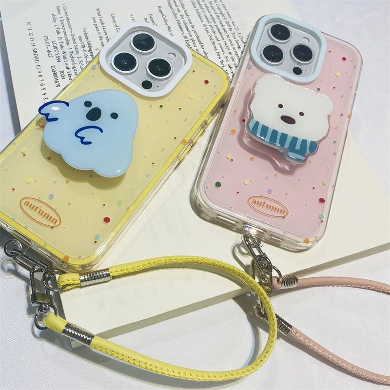 卡通幽灵支架手绳适用iPhone14promax手机壳苹果16pro网红15女13