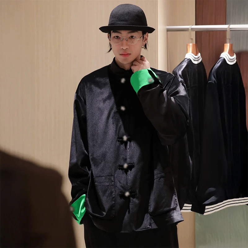 *【叶胆大】轻奢先锋 订制丝绒&内里男神收割机丝绒盘扣唐装外套男